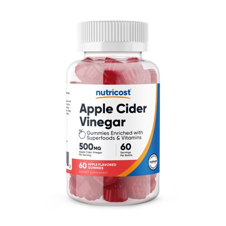 NUTRICOST Apple Cider Vinegar Gummies 500mg (60 Gummies)