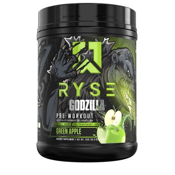Ryse pre-workout godzilla green apple 1.66 lb