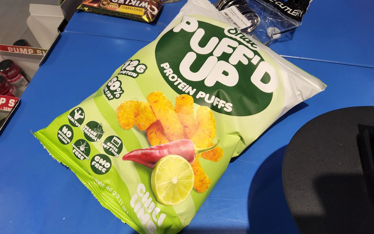 INSX Puff'd up protein puffs 60g chili lime