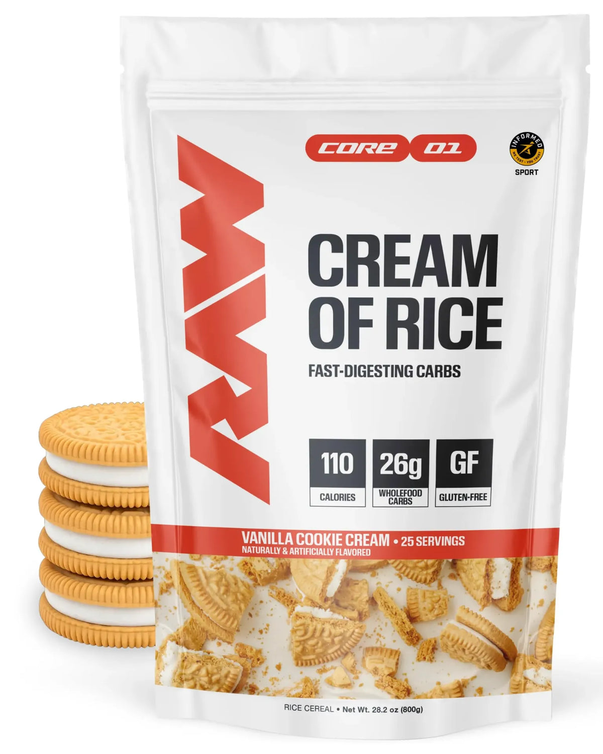 RAW cream of rice vanilla cookie cream 800g