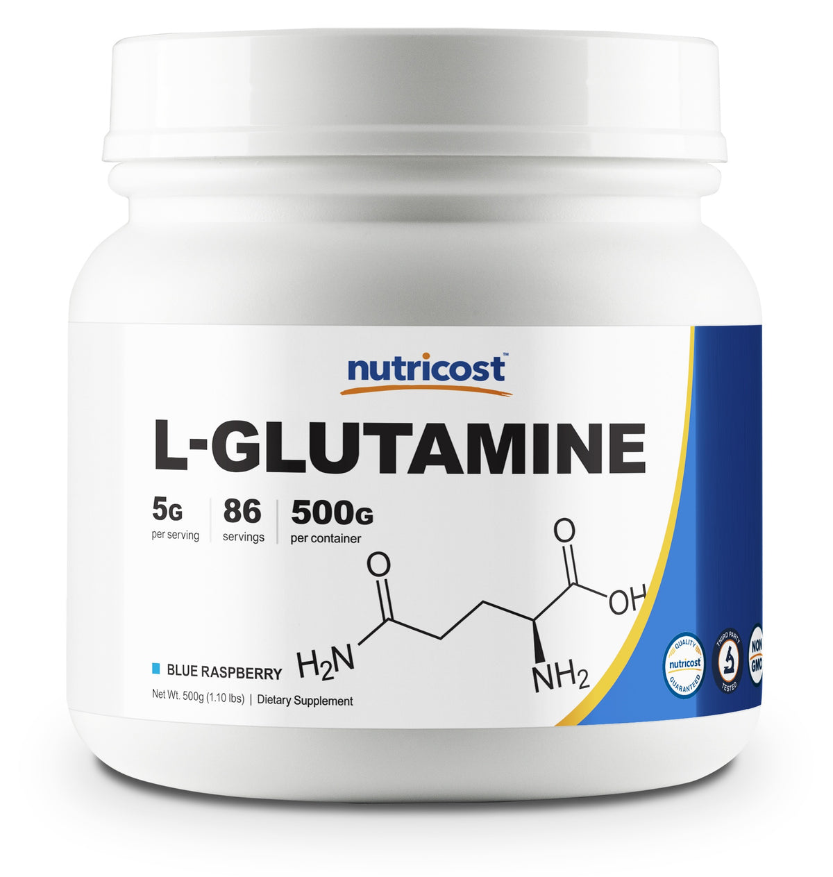 Nutricost L-Glutamine Powder 500g Blue rasberry